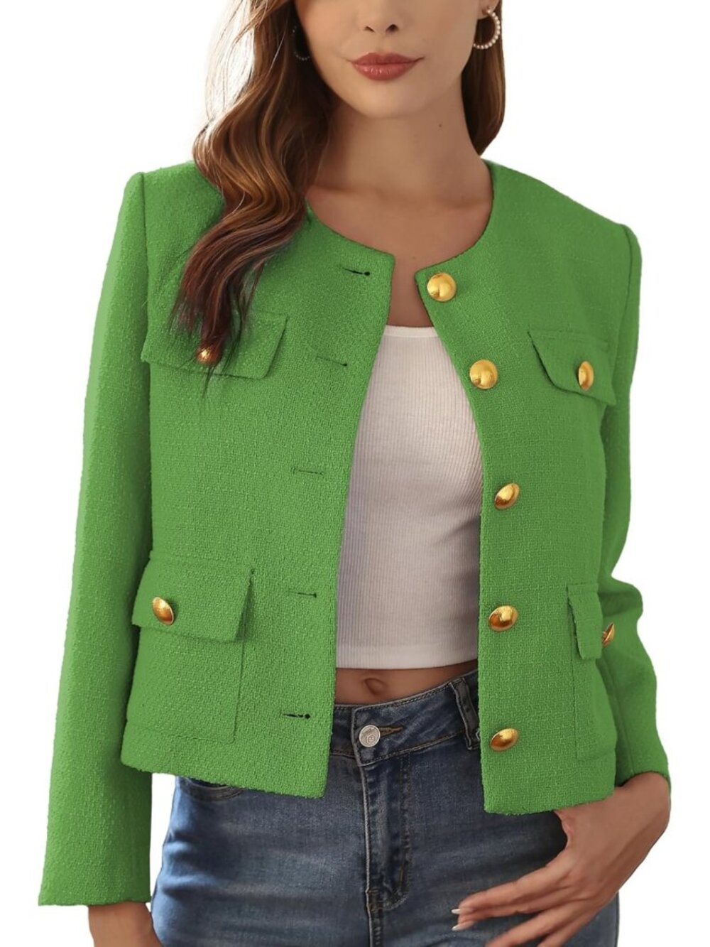 Chic Cropped Tweed Blazer for Women | Stylish Layering Jacket | Trendy Fall